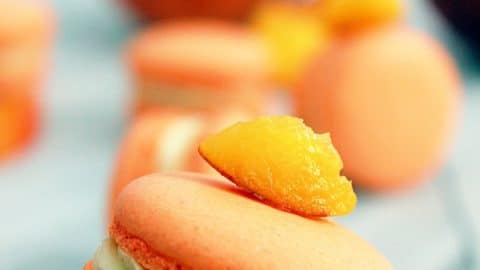 Peach Macarons with Buttercream & Peach Puree Filling-Windy City Baker